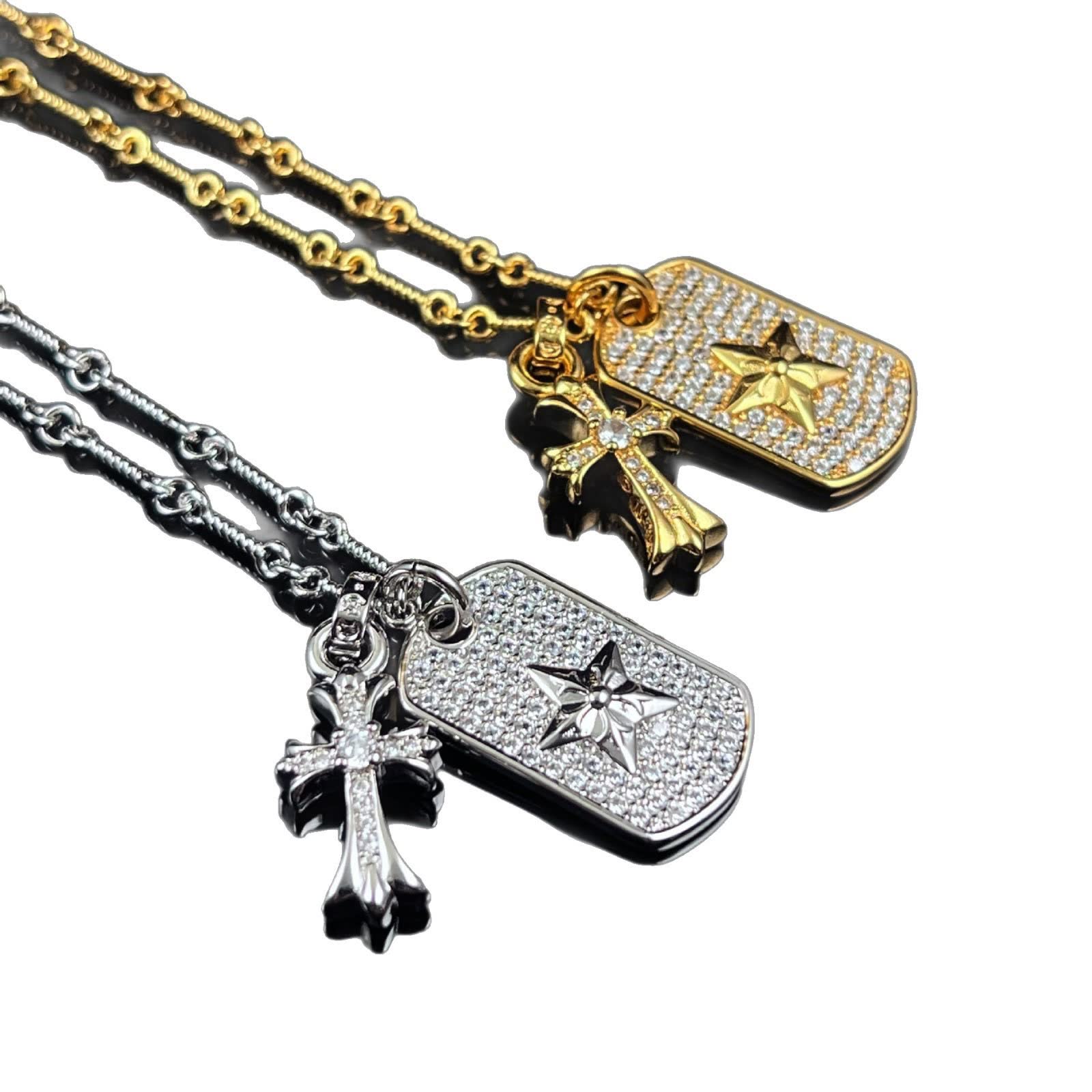 Chrome Hearts Elegant Cross and Star Pendant Necklace